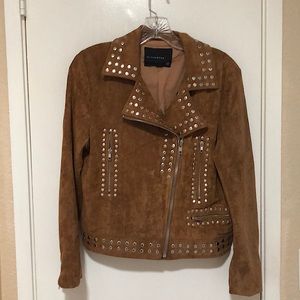 Brown suede jacket with studs